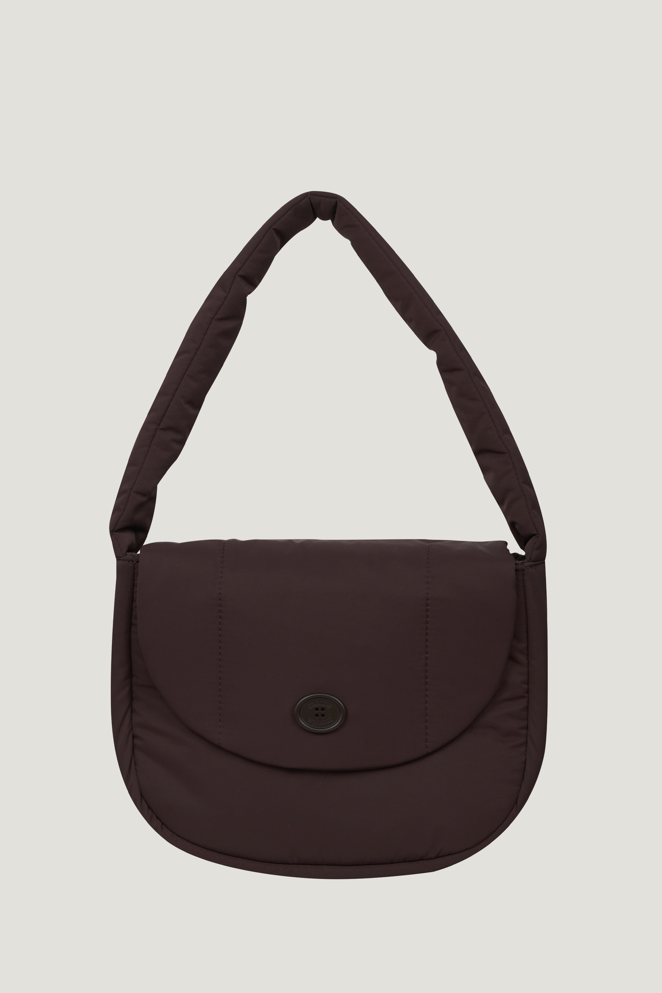 classic button padding shoulder bag chocolate brown