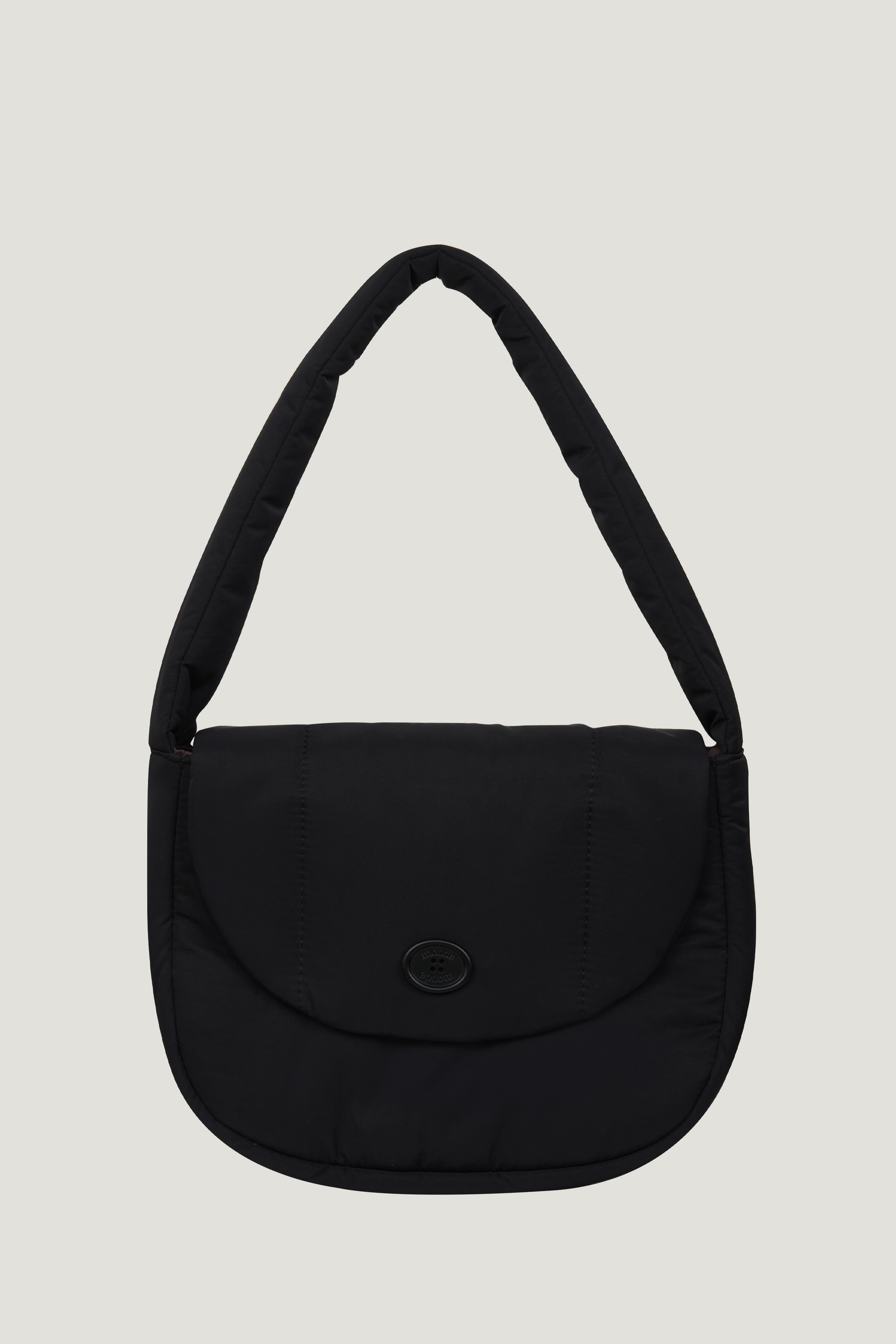 classic button padding shoulder bag black