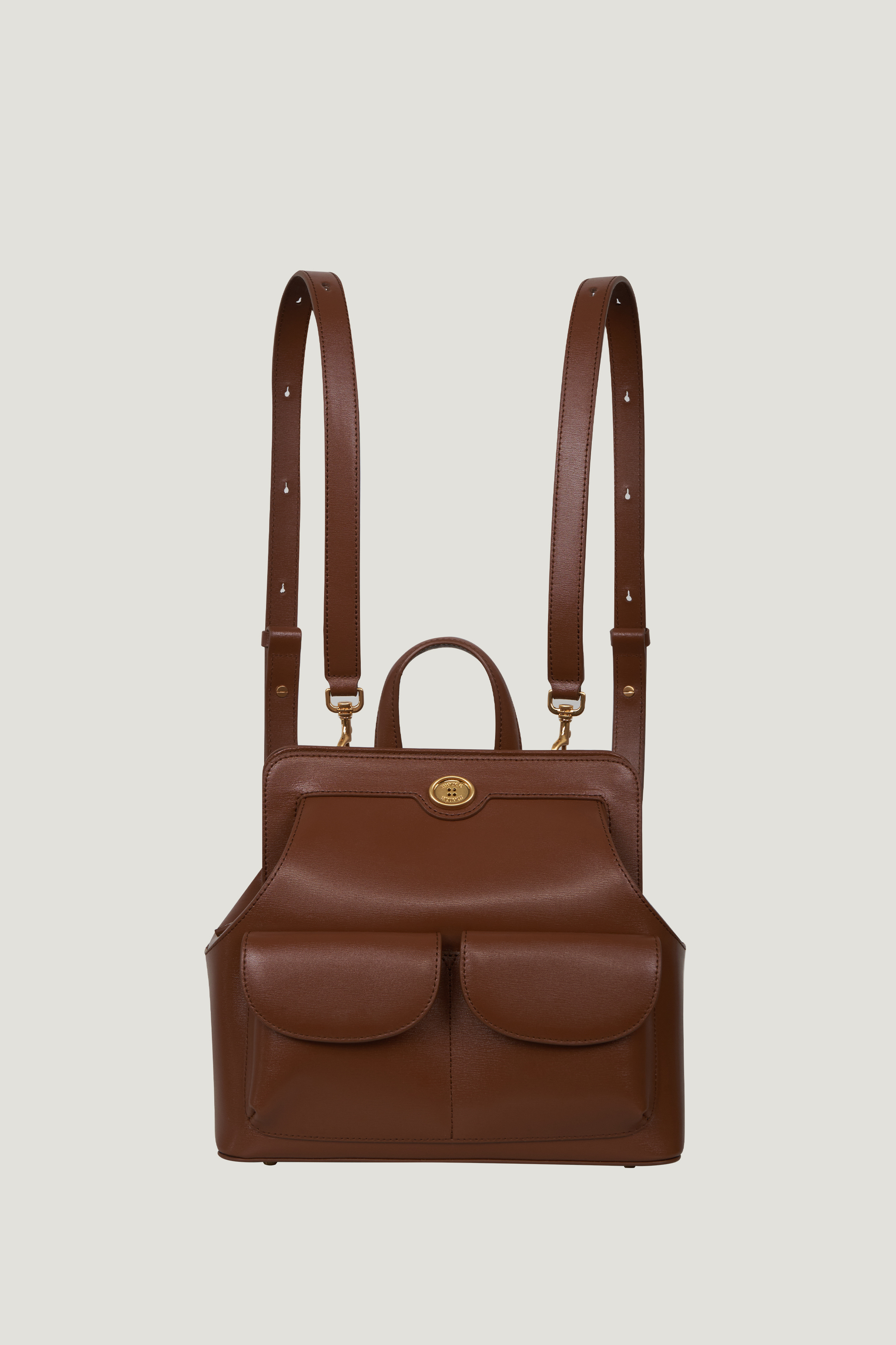 Classic button backpack camel